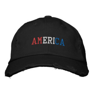 AMERICA Red White Blue Vintage distressed style Embroidered Hat