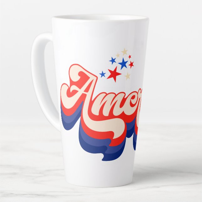 America Retro Stars Latte Mug (Left Angle)
