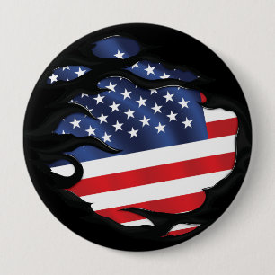 America Ripped Flag 10 Cm Round Badge
