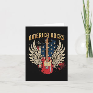 America Rock Guitar American Flag 4th Of July Patr Card