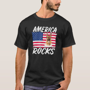 America Rocks American Flag German Shepherd 4th Of T-Shirt