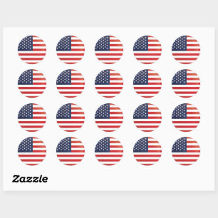 America Round Icon Flag Classic Round Sticker