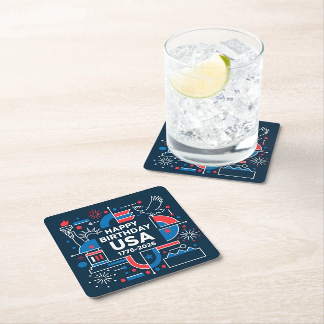 America’s 250th anniversary square paper coaster (Insitu)