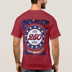 America’s 250th B-day Graphic Fireworks Clouds RWB T-Shirt