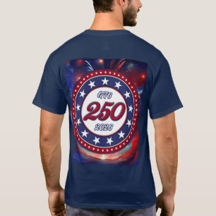 America’s 250th B-day Graphic Fireworks Clouds RWB T-Shirt