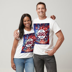 America’s 250th B-day Graphic Fireworks Clouds Wh T-Shirt