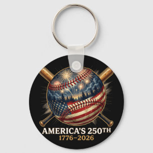 America’s 250th baseball american flag patriotic key ring