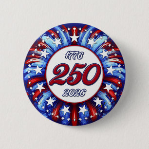 America’s 250th Birthday 1776-2026 Graphic Firew 6 Cm Round Badge