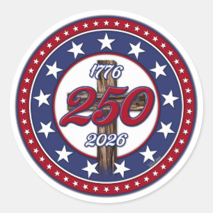America’s 250th Birthday 1776-2026 Rugged Cross Classic Round Sticker