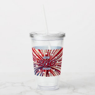 America’s 250th Birthday 1776-2026 RWB Fireworks Acrylic Tumbler