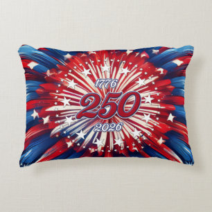 America’s 250th Birthday 1776-2026 RWB Fireworks Decorative Cushion