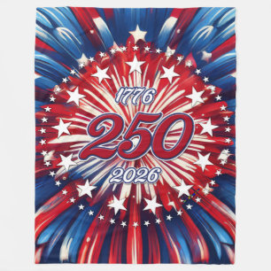 America’s 250th Birthday 1776-2026 RWB Fireworks Fleece Blanket
