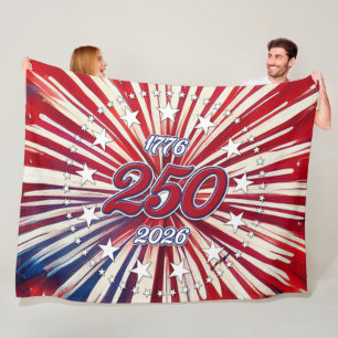 America’s 250th Birthday 1776-2026 RWB Fireworks Fleece Blanket