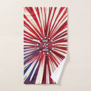 America’s 250th Birthday 1776-2026 RWB Fireworks Hand Towel