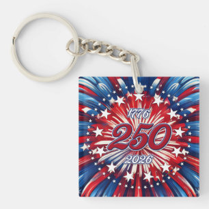America’s 250th Birthday 1776-2026 RWB Fireworks Key Ring