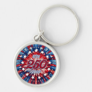 America’s 250th Birthday 1776-2026 RWB Fireworks Key Ring