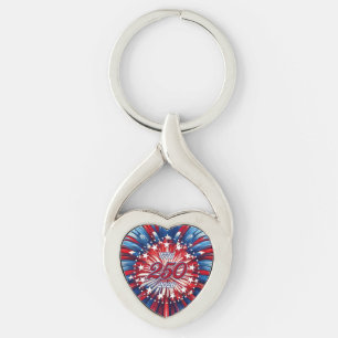 America’s 250th Birthday 1776-2026 RWB Fireworks Key Ring