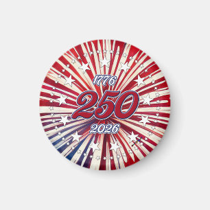 America’s 250th Birthday 1776-2026 RWB Fireworks Magnet