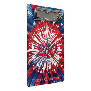 America’s 250th Birthday 1776-2026 RWB Fireworks Mini Clipboard