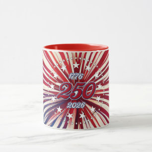 America’s 250th Birthday 1776-2026 RWB Fireworks Mug