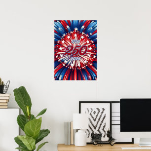 America’s 250th Birthday 1776-2026 RWB Fireworks Poster