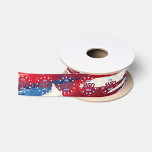 America’s 250th Birthday 1776-2026 RWB Fireworks Satin Ribbon
