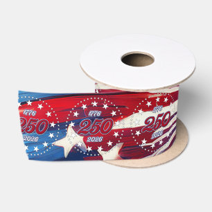 America’s 250th Birthday 1776-2026 RWB Fireworks Satin Ribbon
