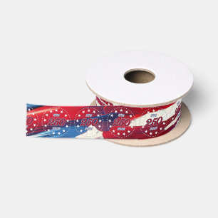America’s 250th Birthday 1776-2026 RWB Fireworks Satin Ribbon