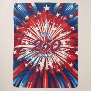 America’s 250th Birthday 1776-2026 RWB Fireworks Sherpa Blanket