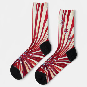 America’s 250th Birthday 1776-2026 RWB Fireworks Socks