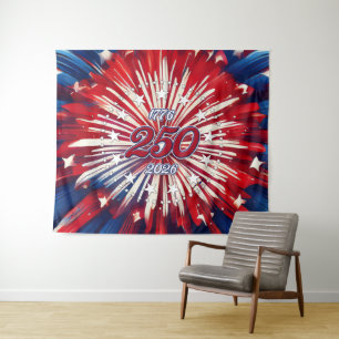 America’s 250th Birthday 1776-2026 RWB Fireworks Tapestry