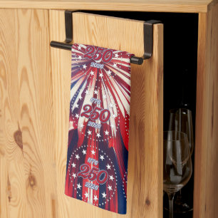 America’s 250th Birthday 1776-2026 RWB Fireworks Tea Towel
