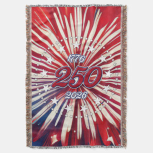America’s 250th Birthday 1776-2026 RWB Fireworks Throw Blanket