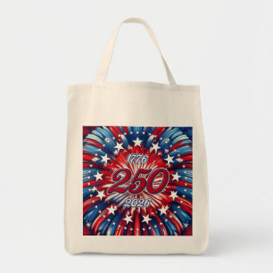America’s 250th Birthday 1776-2026 RWB Fireworks Tote Bag