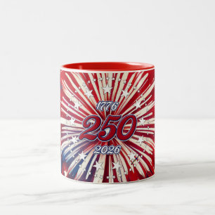 America’s 250th Birthday 1776-2026 RWB Fireworks Two-Tone Coffee Mug