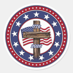 America’s 250th Birthday With Rugged Cross Classic Round Sticker