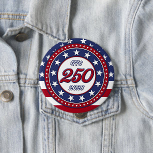 America’s 250th Birthday With USA Flag 10 Cm Round Badge