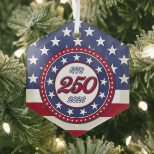 America’s 250th Birthday With USA Flag Glass Tree Decoration