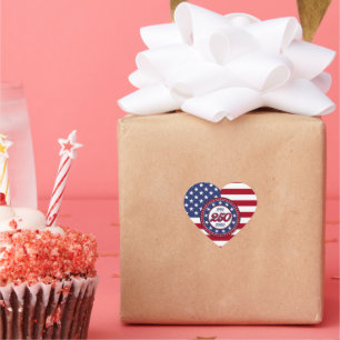 America’s 250th Birthday With USA Flag Heart Sticker