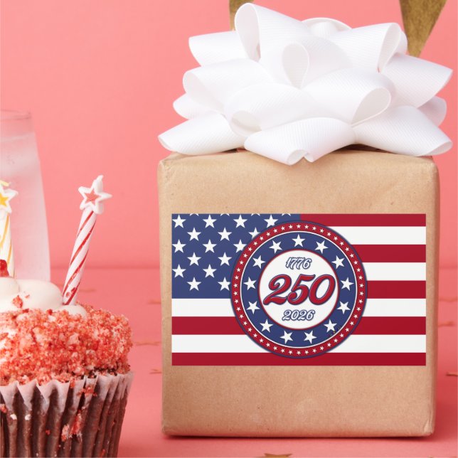 America’s 250th Birthday With USA Flag Rectangular Sticker (Party)