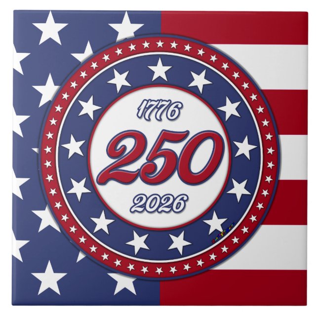 America’s 250th Birthday With USA Flag Tile (Front)