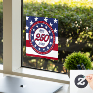 America’s 250th Birthday With USA Flag Window Cling