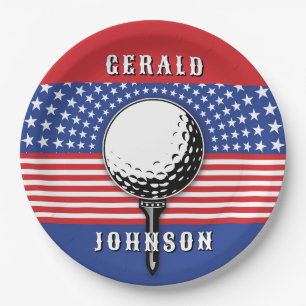 America’s Patriotic Golf Design Paper Plate