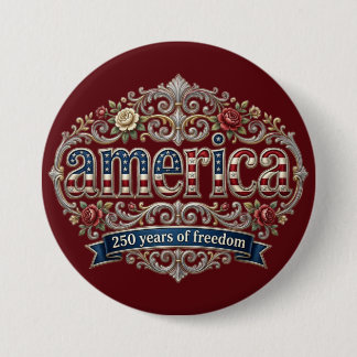 America Semiquincentennial Year Anniversary Silver 7.5 Cm Round Badge