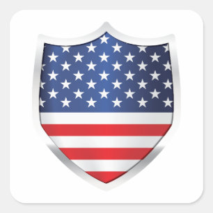 America Silver Shield Flag Square Sticker