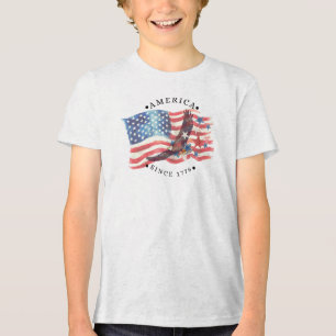 America Since 1776 Watercolor Flag/S. Eagle/Stars2 Tri-Blend Shirt