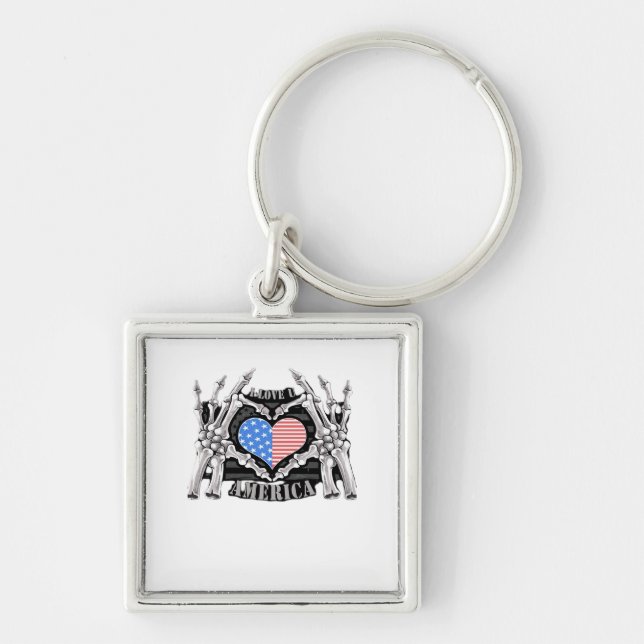 America Skeleton Hands Key Ring (Front)
