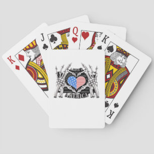 America Skeleton Hands Playing Cards