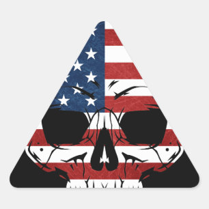 America Skull Flag Skeleton Evil Triangle Sticker