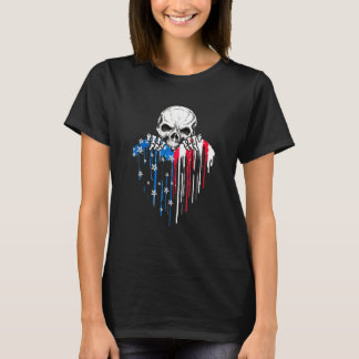 America Skull Heart America Flag  Cool America T-Shirt